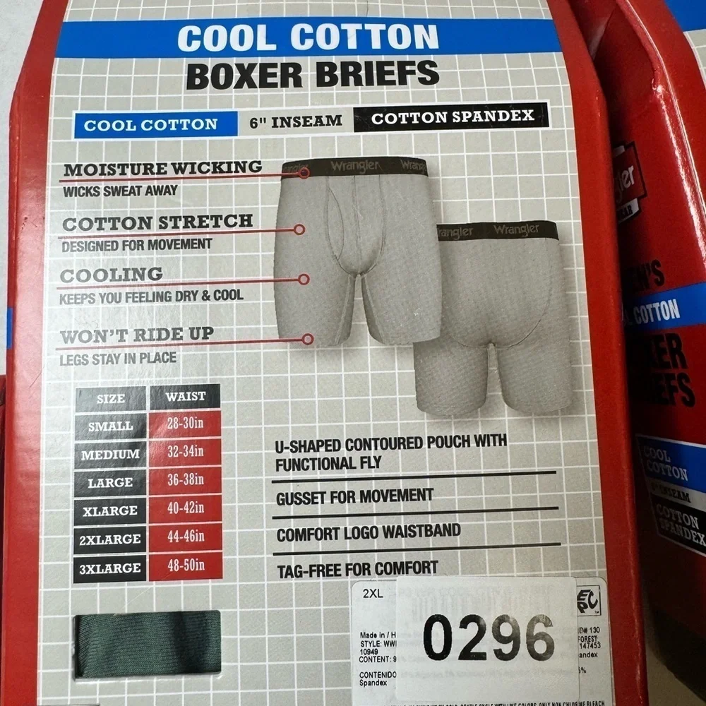 Wrangler Men's Cool Cotton Boxer Brief Set, Boxer Briefs Underwear 3 pack